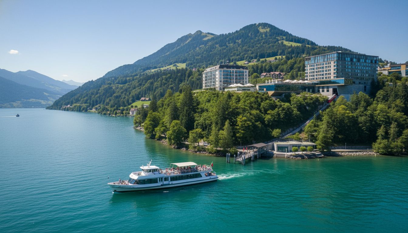 Passagierschiff vor dem Bürgenstock Resort auf dem Vierwaldstättersee – Anreise-Highlight der Incentive Reise Luzern.